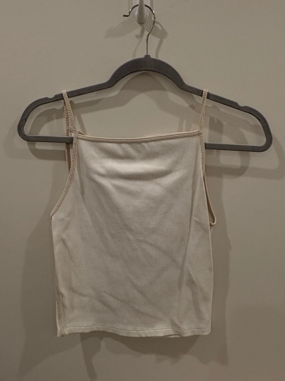 Abercrombie & Fitch Cream Ribbed Square-Neck Camisole